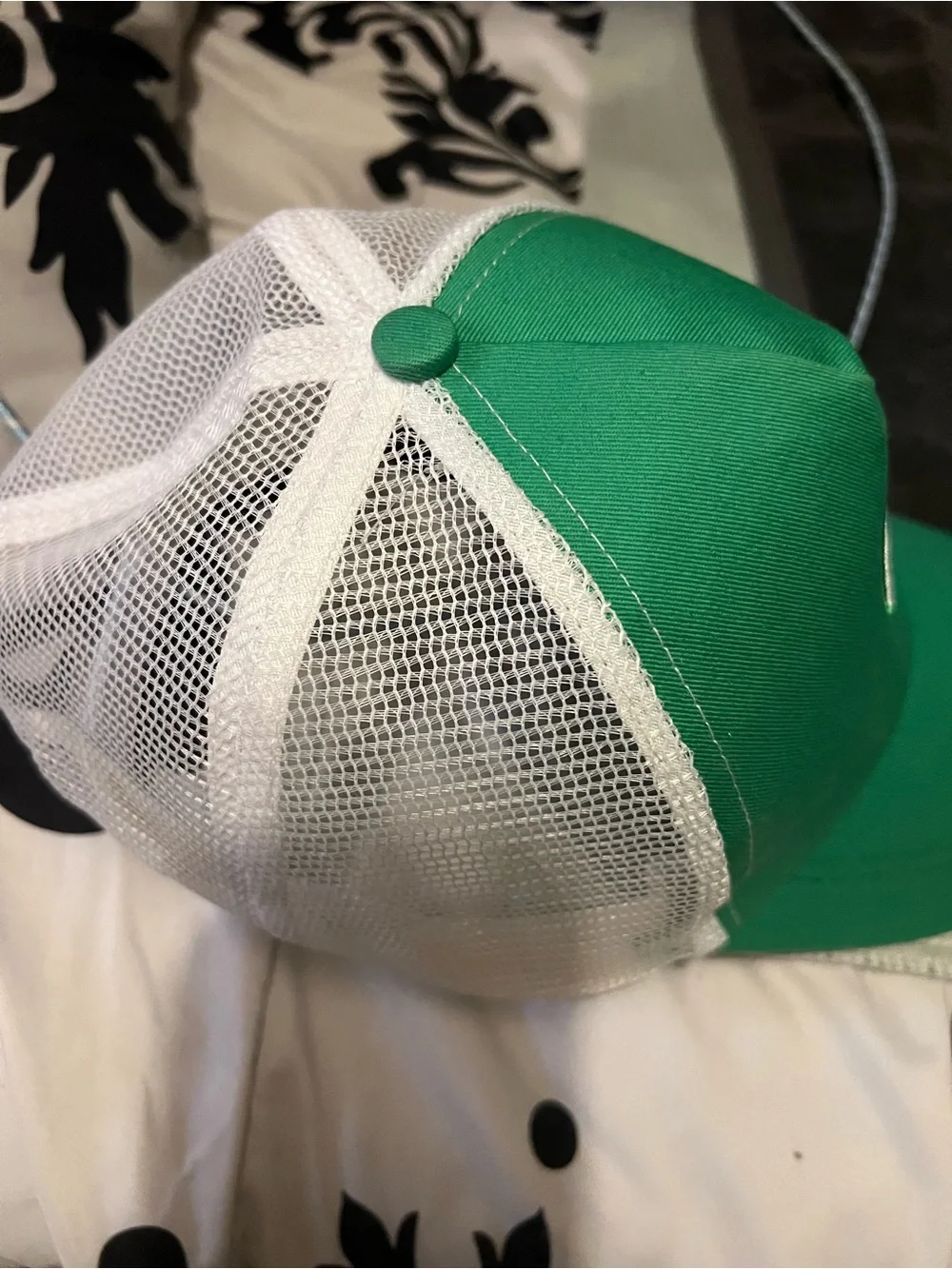 Green and White Mesh Trucker Cap